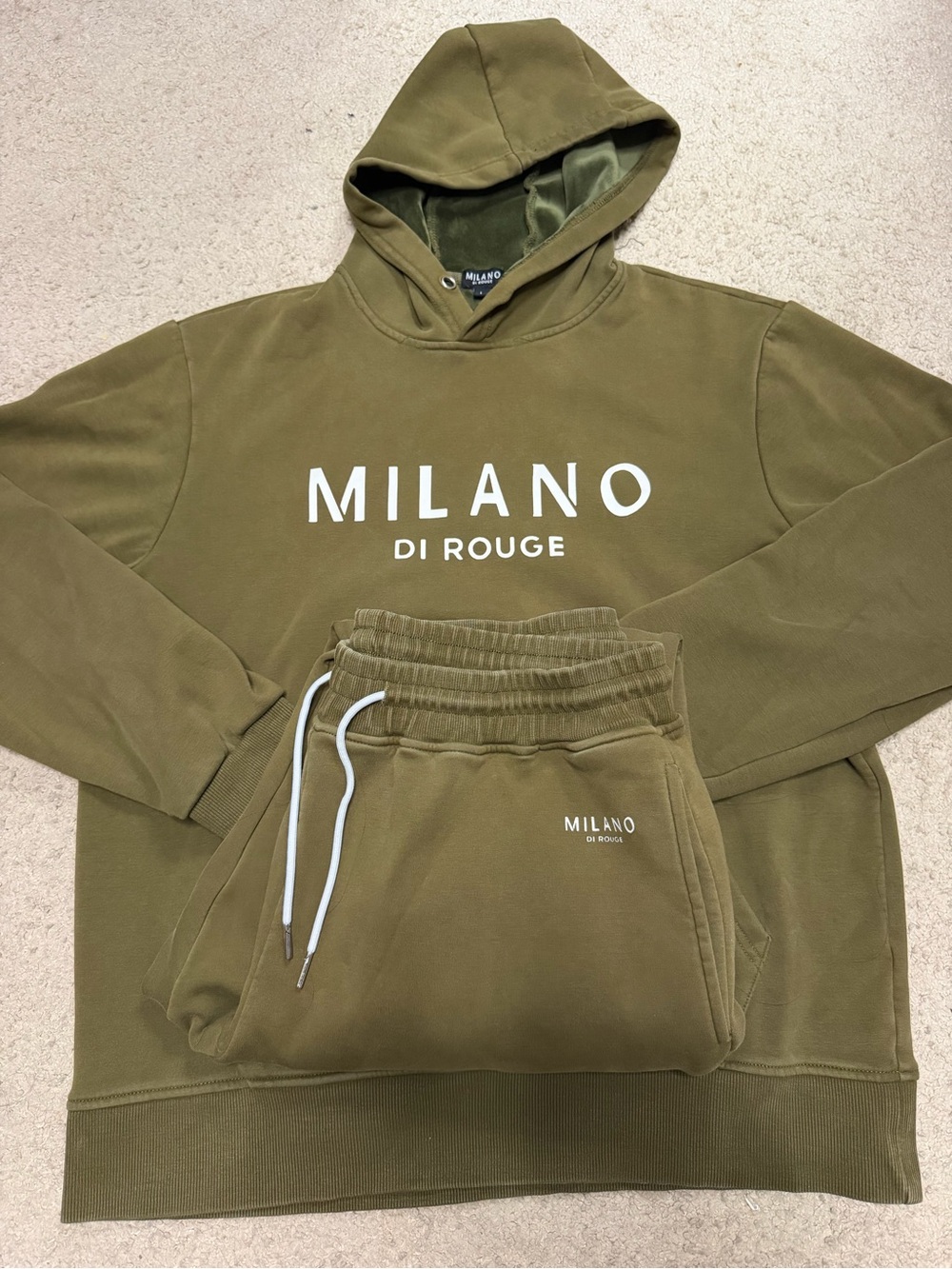 Milano Di Rouge Olive Hooded Sweatshirt with Matching Joggers